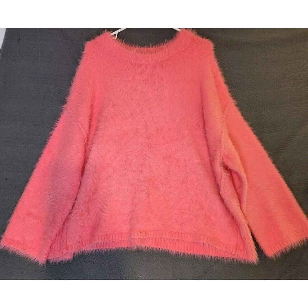 Free‎ People Harrison Fuzzy Oversized Sweater M Pink Teddy Furry Eyelash NWT - Picture 2 of 10